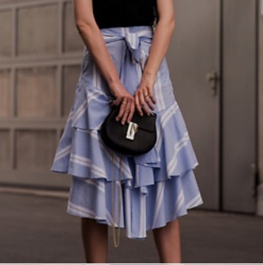 Zara 100% Cotton Blue Striped Women's Skirt_Med
